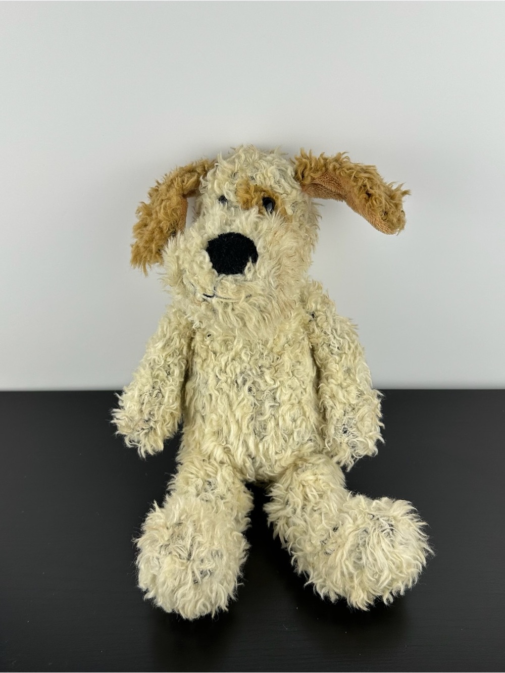 Manhattan Toy Rare Beige Tan Puppy Dog 12” Brown Eye Patch Plush Stuffed Animal